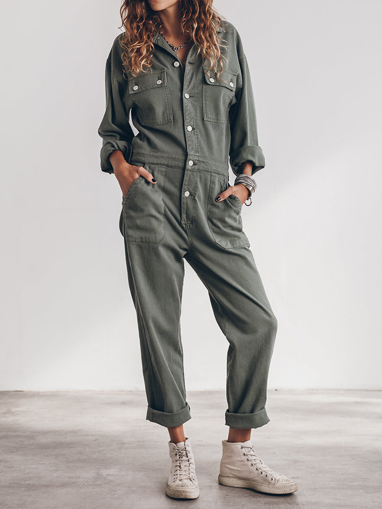 Sansa | Comfortable Button Down Jumpsuit