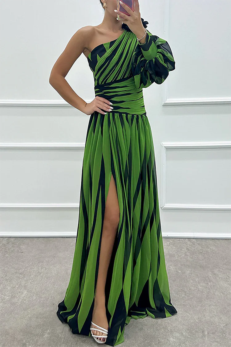 Camryn | Elegant Striped One Shoulder Maxi Dress