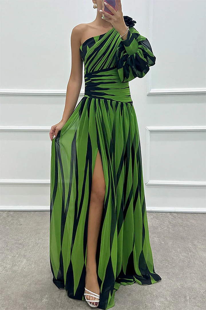 Camryn | Elegant Striped One Shoulder Maxi Dress