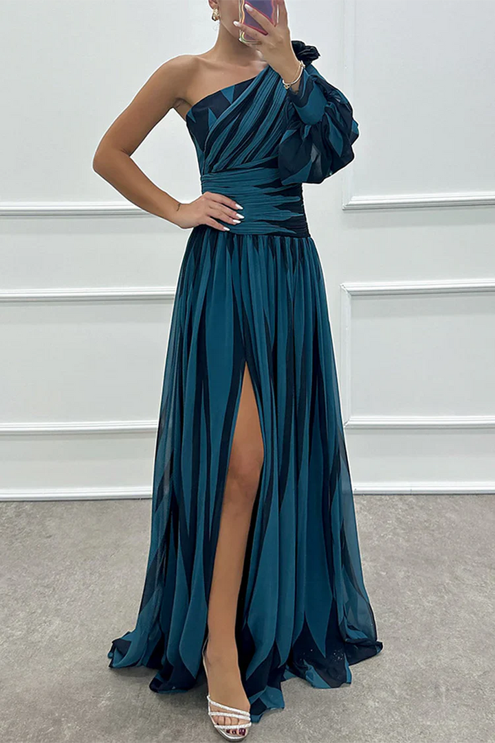Camryn | Elegant Striped One Shoulder Maxi Dress