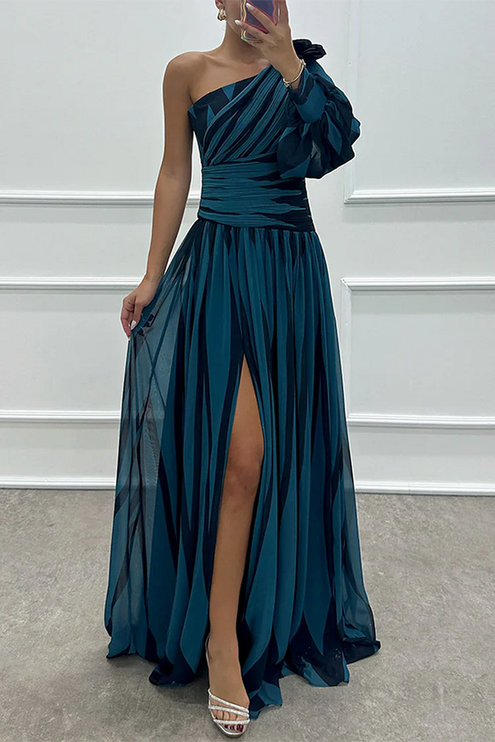 Camryn | Elegant Striped One Shoulder Maxi Dress