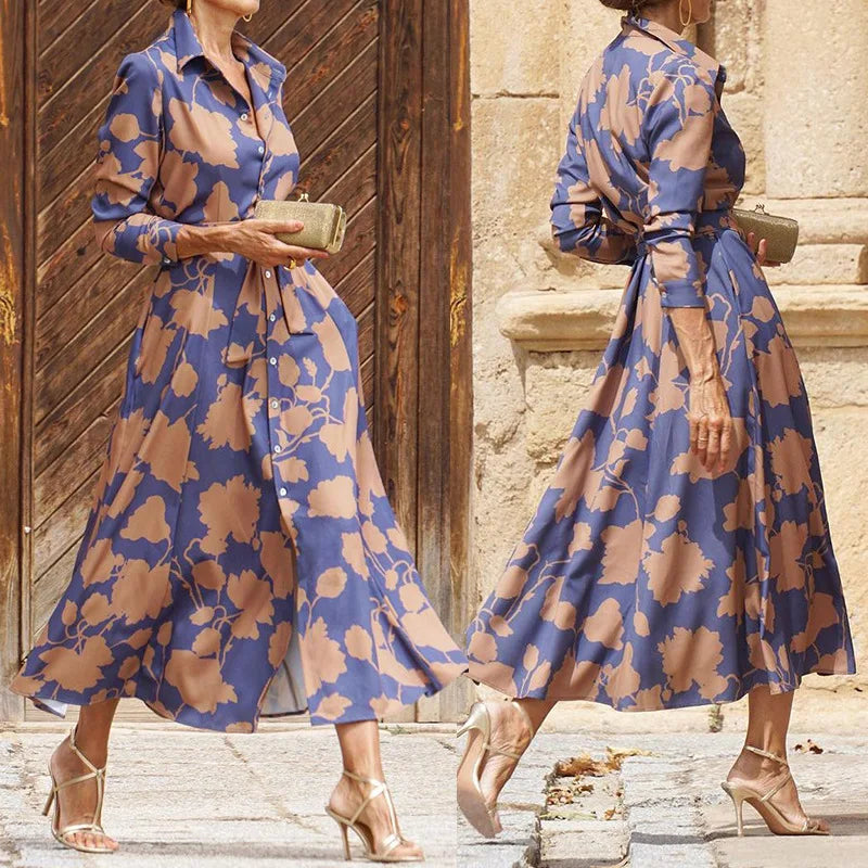 Raffinese | Elegant Floral Shirt Dress