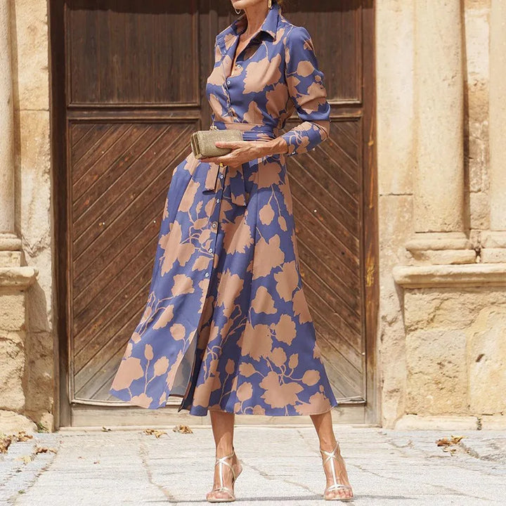 Raffinese | Elegant Floral Shirt Dress