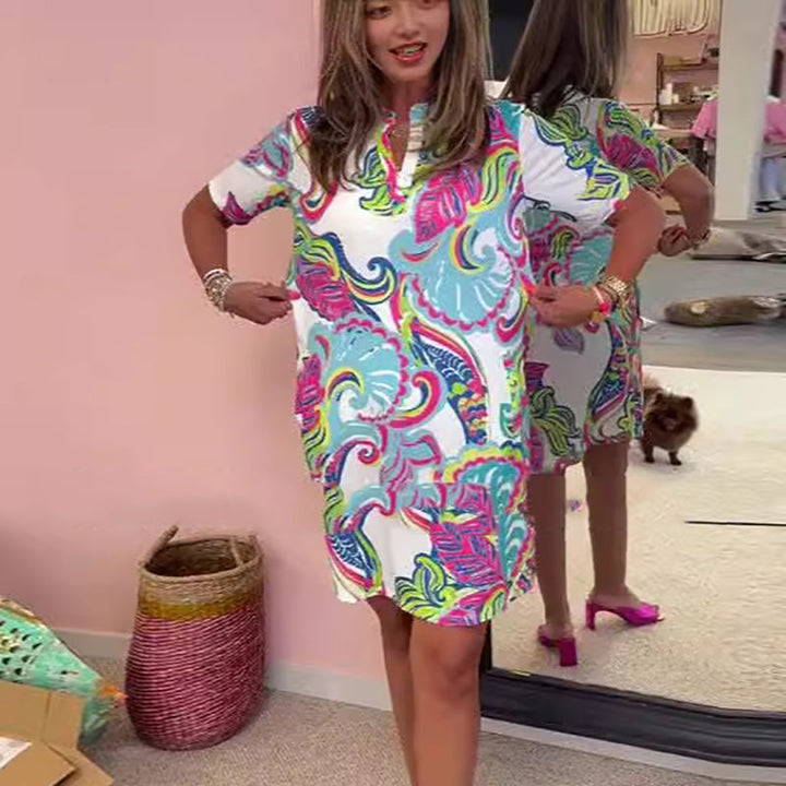 Kirstie | Colorful V-Neck Everyday Dress with Pockets