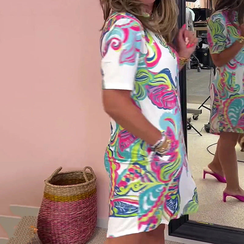 Kirstie | Colorful V-Neck Everyday Dress with Pockets
