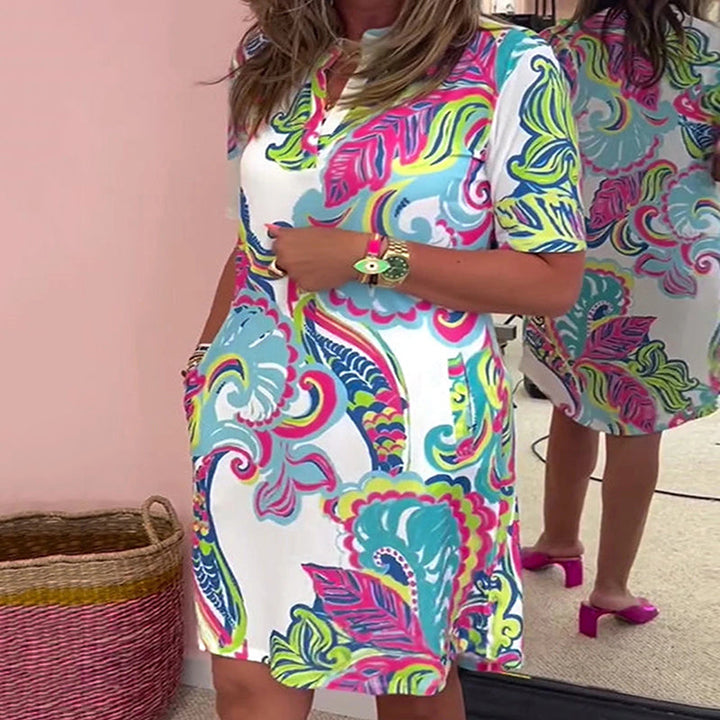 Kirstie | Colorful V-Neck Everyday Dress with Pockets
