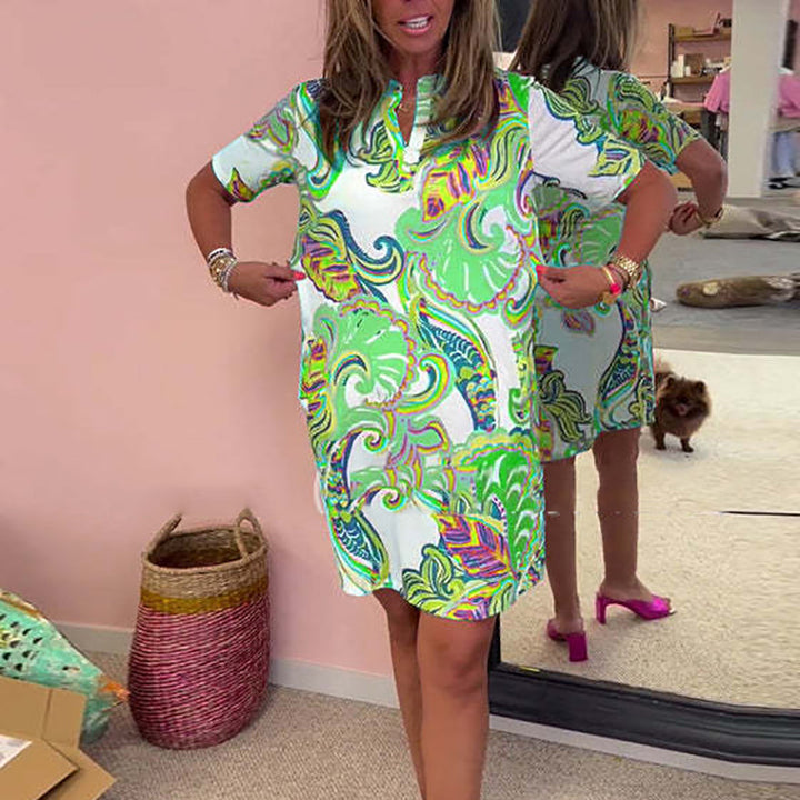 Kirstie | Colorful V-Neck Everyday Dress with Pockets